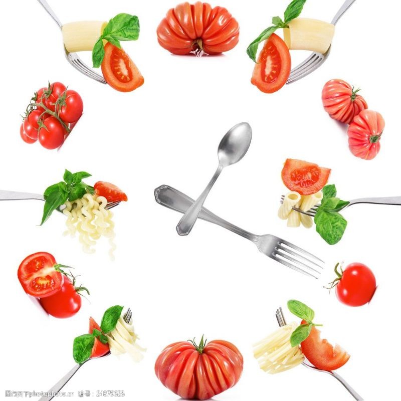 菜刀刀叉与蔬菜图片