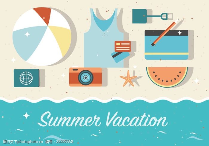 暑假的图标免费的暑假矢量背景