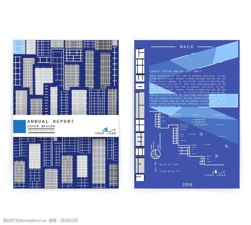 蓝色梦幻光斑折页商务宣传单版式设计图片