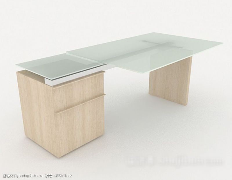 复古家具现代浅色书桌3d模型下载
