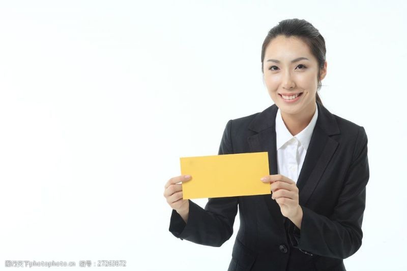 高精图片商业女性拿着黄色牌子的职业女性图片图片