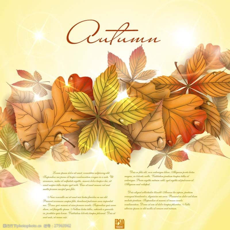 秋季梦幻树叶背景秋天背景设计素材图片