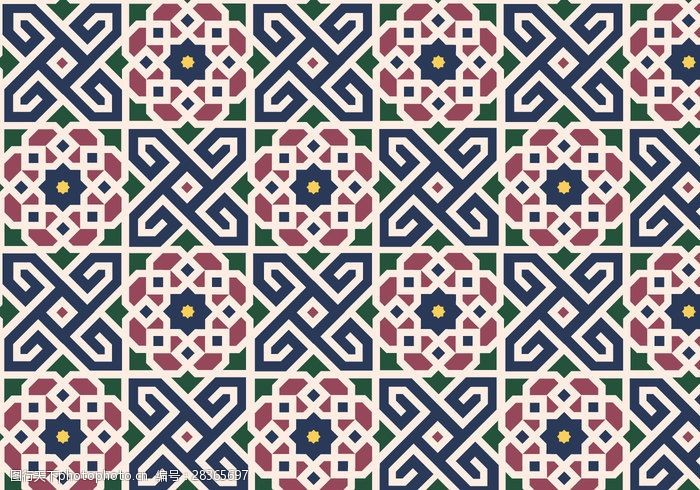 马拉喀什花的摩洛哥花纹背景矢量
