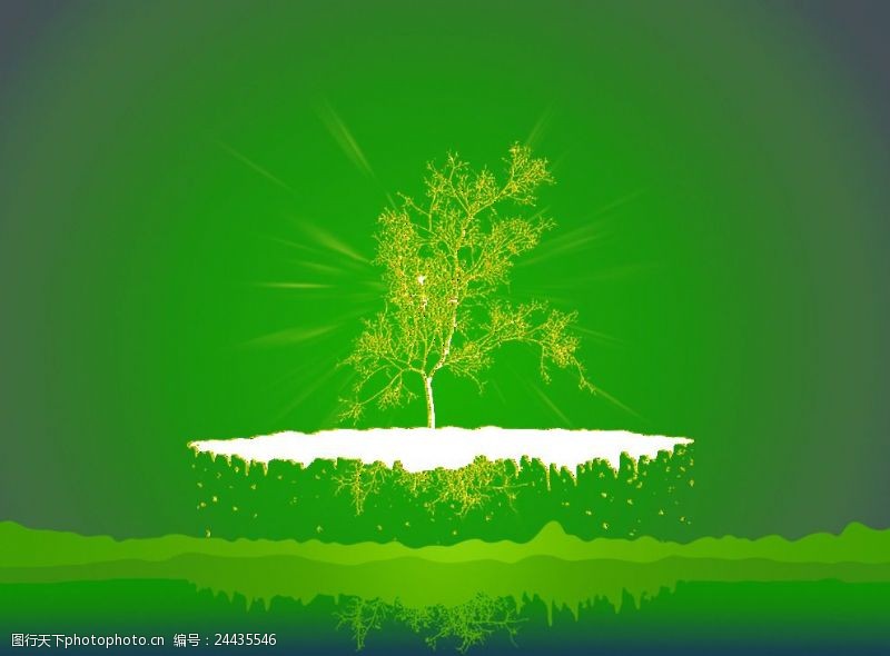 树木插画绿色艺术海报