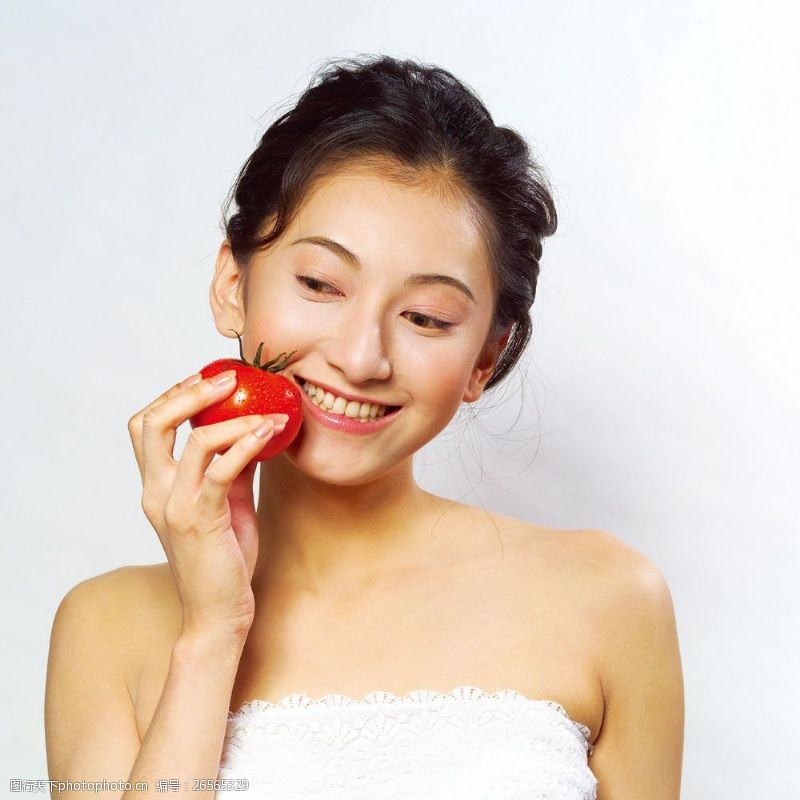 瘦身模特西红柿与美女图片图片