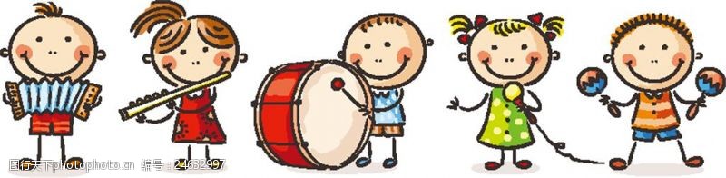 乐器演奏演奏乐器的卡通儿童