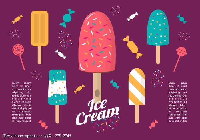 果味冰淇淋免费彩色平板冰淇淋矢量图