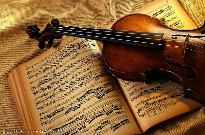 音乐与舞蹈乐谱与小提琴图片