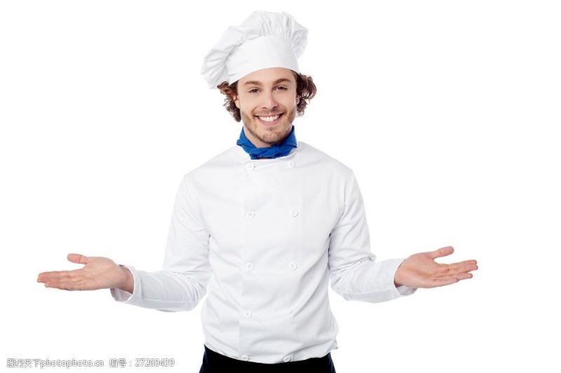 微生物张开双臂的厨师图片