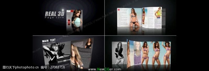 时尚的3D效果的时尚杂志翻页动画演示