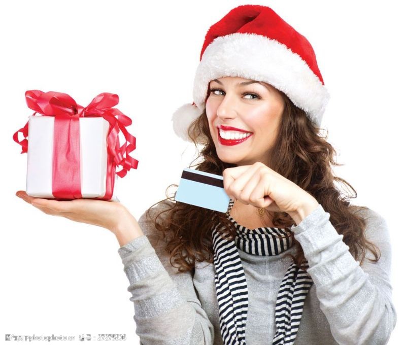 微笑礼物刷卡买礼物的女人图片