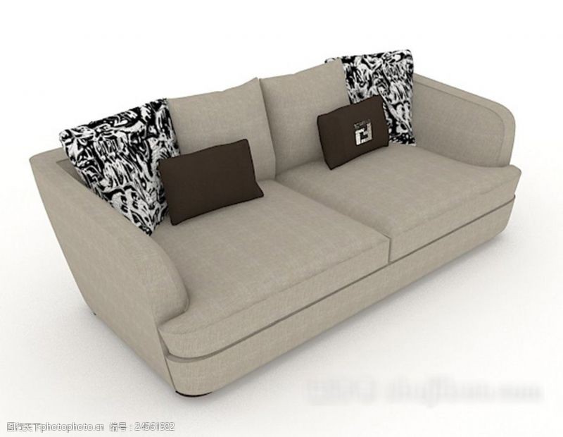 复古家具家居简约灰色双人沙发3d模型下载
