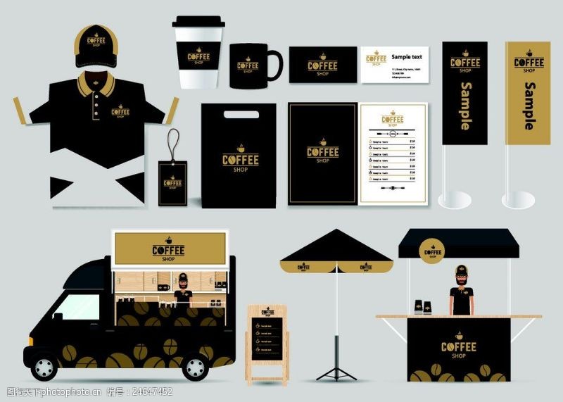 企业旗帜咖啡店企业品牌形象塑造模板图片