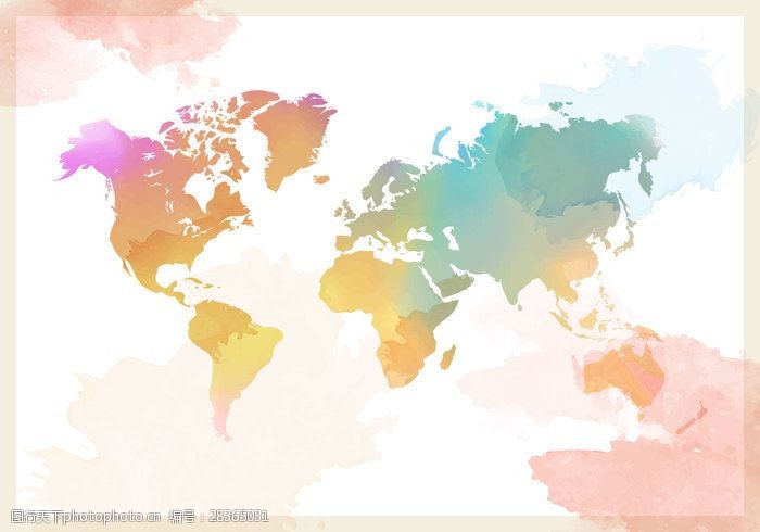 民族元素水彩世界地图矢量