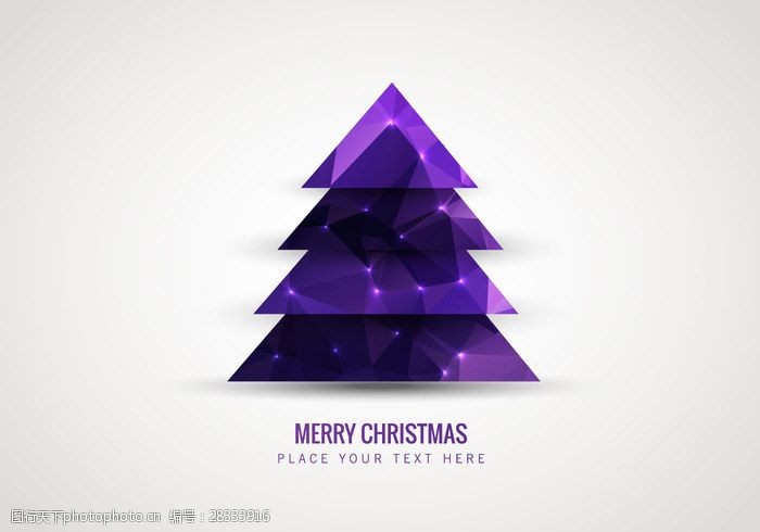 圣诞节风景紫色低多边形风格圣诞树