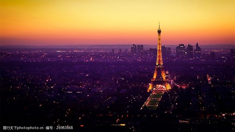 法国著名建筑巴黎埃菲尔铁塔夜景图片