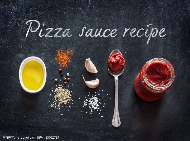 大蒜披萨蘸酱与香料图片