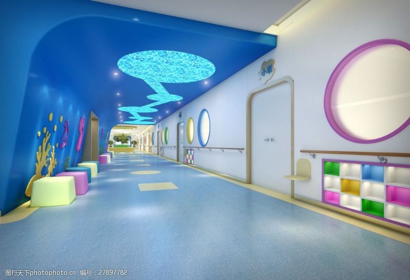 医院过道效果图儿童医院过道走廊效果图