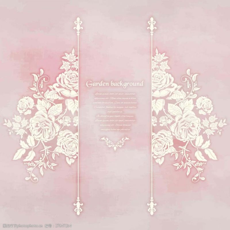 邀请函素材下载粉色植物花朵婚礼贺卡矢量素材