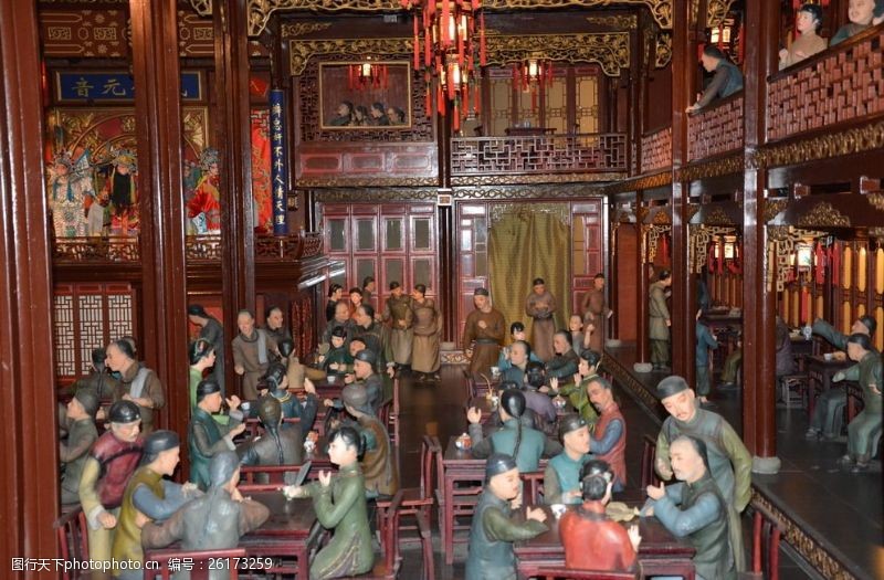 主题雕塑老上海饭馆图片