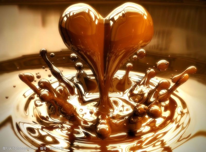 巧克力液体心形巧克力溅起的巧克力图片