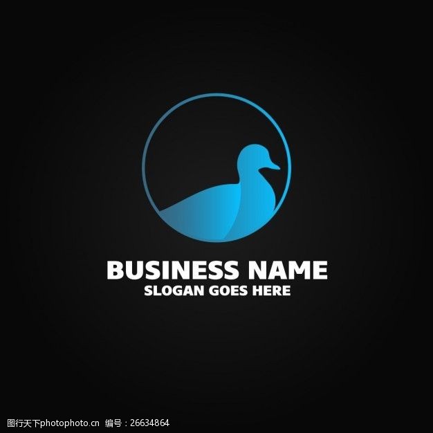 黑色的剪影标志着一个蓝色的鸭子