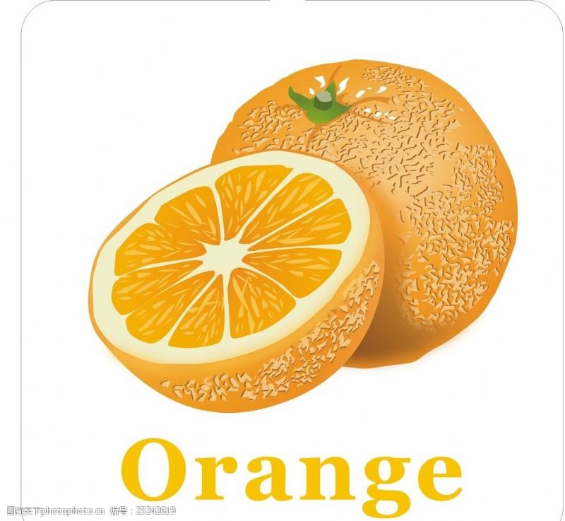 卡通菠萝矢量图卡通水果橙子加英文名称