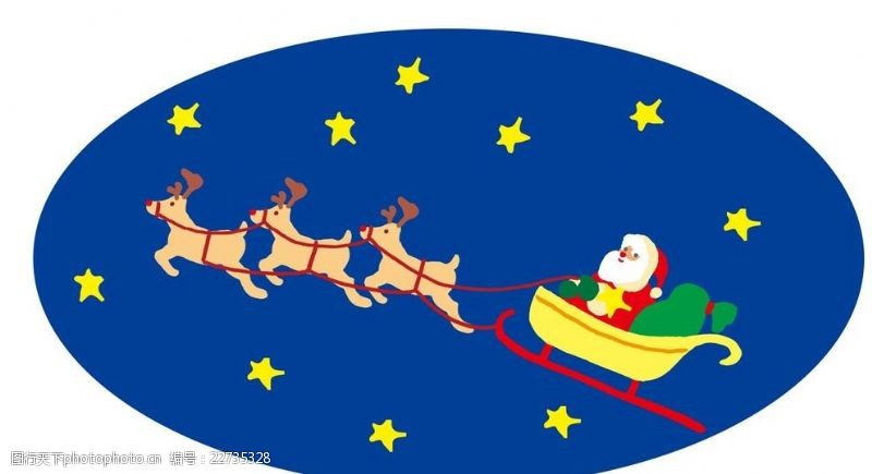 圣诞老人鹿车圣诞老人插画
