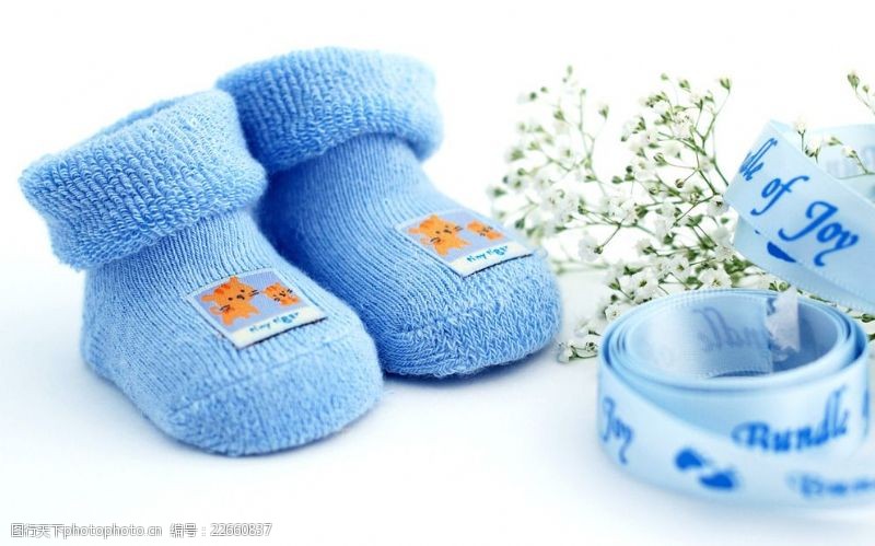 生日祝福蓝色针织婴儿鞋
