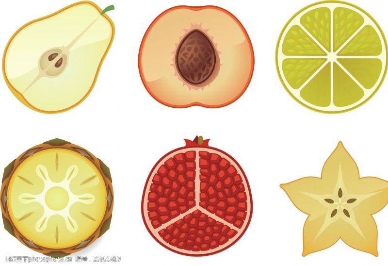 卡通菠萝矢量图水果切片