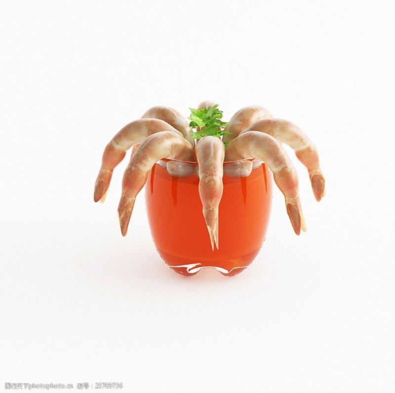 渲染虾高精度逼真食物3D模型带材质