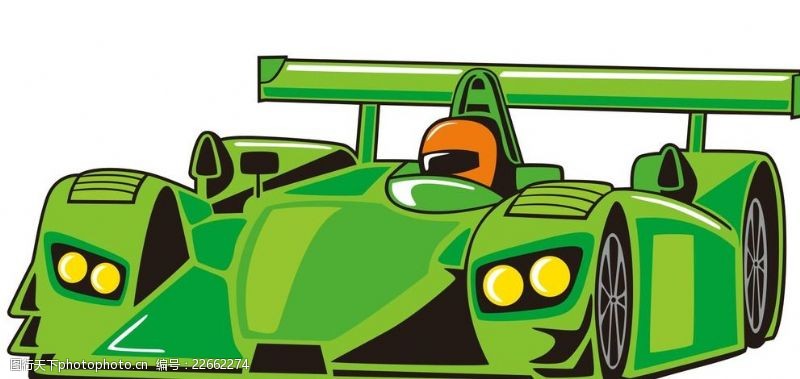 卡通动车绿色赛车