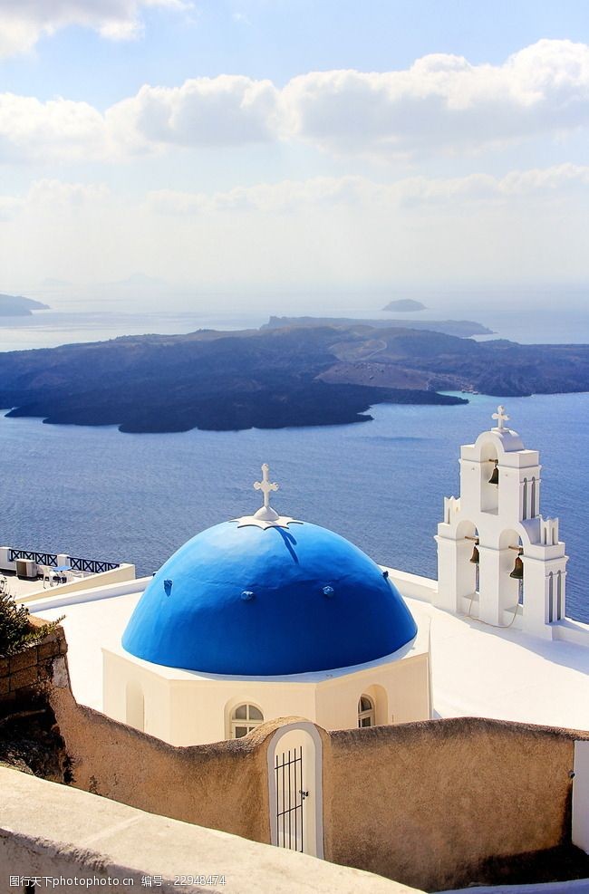希腊爱情海蓝色建筑
